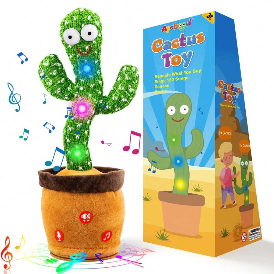Dancing Talking Cactus Toy, Mimicking Recording Toy Repeats What You Say, Singing 120 Songs Toddler Toys Gifts For Christmas Stocking Stuffers For Kids
