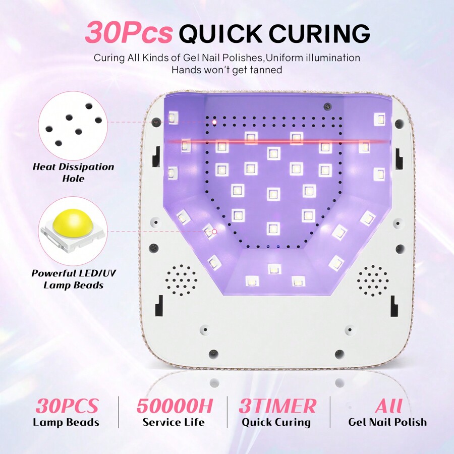 Rechargeable UV LED Pearl Drill Nail Light 30led Cordless UV Light Nail