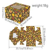 12/24PCS Thanksgiving Autumn Cookie Boxes, Bulk 12 Variety Pack, Holiday Pastries Boxes, Bakery Treat Boxes, Candy And Cookie Boxes For Gift Giving, Autumn Packaging Containers - Multicolor - View 3