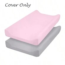 2件装婴儿换尿布垫套，男女宝宝通用，超柔软透气超细纤维材质，适用于大多数婴儿换尿布垫。