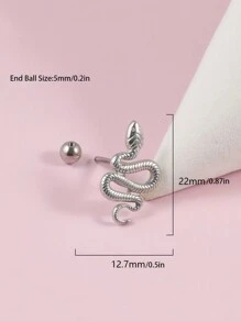 1件装不锈钢蛇舌环，蟒蛇舌钉，穿刺饰品，14号