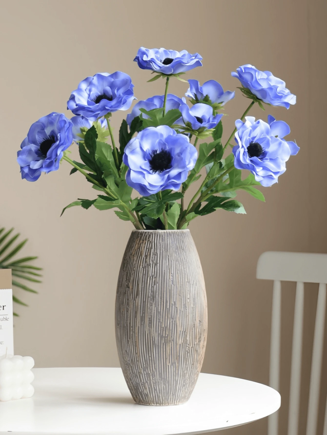 Home Decor Floral Arrangement Rustic Simulation 3 Silver Lotus Flower