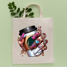 1 /2 /3 Coffee Girl Patch Pattern Iron On Transfer Stickers For T-Shirts, Sweatshirts, Jeans, Bags, Jeans, Backpacks, Hats, And Pillows - Multicolor - View 10