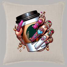 1 /2 /3 Coffee Girl Patch Pattern Iron On Transfer Stickers For T-Shirts, Sweatshirts, Jeans, Bags, Jeans, Backpacks, Hats, And Pillows - Multicolor - View 4