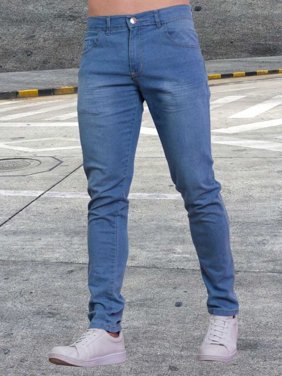 Men's Jeans Zipper Lycra Jeans Color Medium Stretch Manufacturers Special Prices Direct - Rửa trung bình - Xem 1