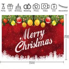 1 件圣诞球和雪花主题冬季圣诞节生日摄影背景窗帘 - 彩色 - 查看 5