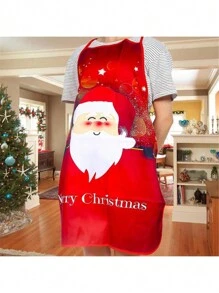 1 件圣诞可爱印花围裙，圣诞老人麋鹿围裙，节日厨房围裙，女士男士圣诞树雪花围裙，适合圣诞晚宴派对烹饪烘焙园艺清洁 - 彩色 - 查看 4