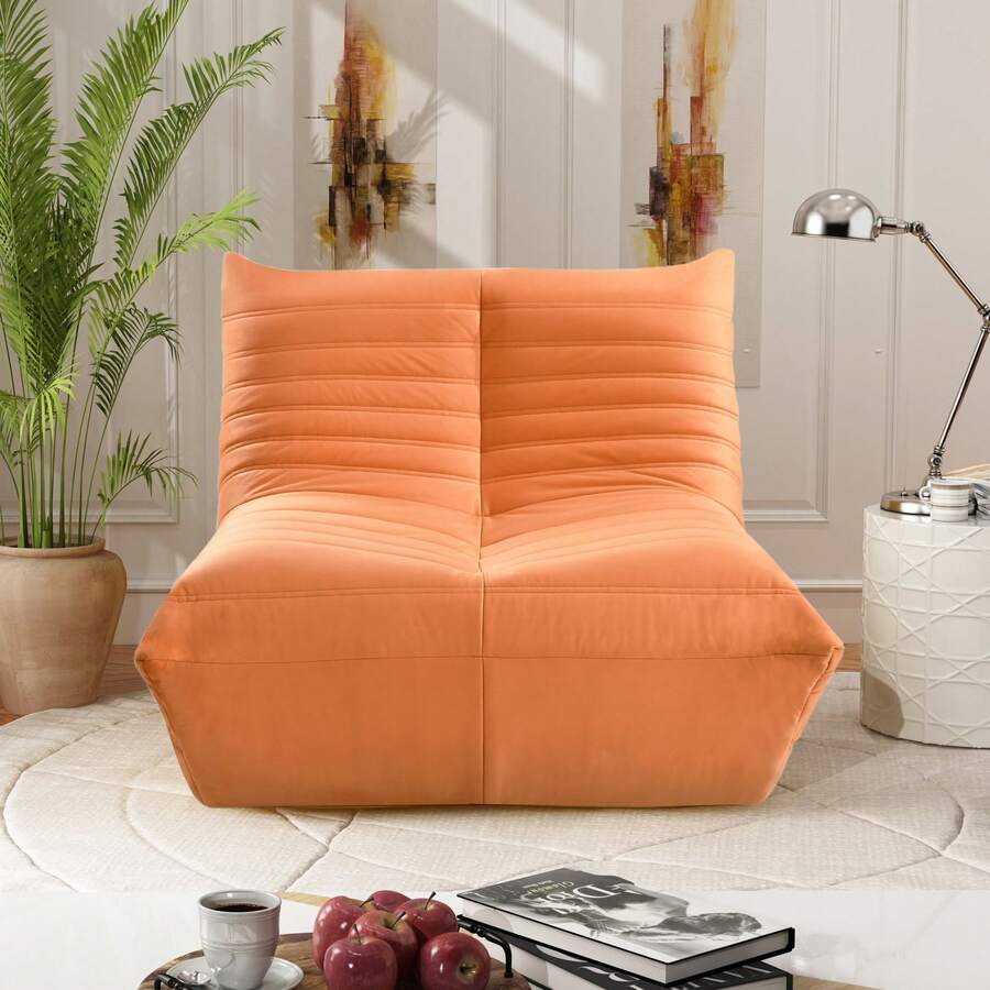 Cozy Orange Bean Bag Chair For Adults Versatile Oversized Floor Sofa