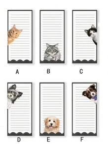 1 pieza Libreta magnética con diseño lindo de gato y perro, imán para refrigerador, bloc de notas, para listas de compras, listas de tareas, listas de regalos y recordatorios - Con respaldo magnético fuerte, bloc de notas, adecuado para el Día de San Valentín, Día del Maestro, Día de la Madre, Halloween, Navidad, temporada de regreso a clases y temporada de graduación. - Multicolor - Ver 7