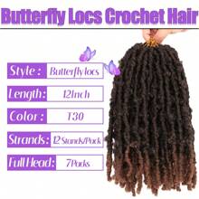 Butterfly Locs Crochet Hair 1-7 Packs Pre-Looped Soft Distressed Faux Locs Braids For Women 10/12/14 Inch - Brown Ombre - View 3