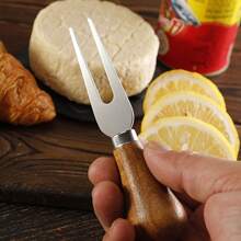 Bộ 6 dụng cụ cắt phô mai, dao cắt phô mai mini cán gỗ bằng thép không gỉ, dụng cụ cắt bơ, dụng cụ phết phô mai, nĩa phô mai, xẻng phô mai, dụng cụ nướng nhỏ trong bếp - Bạc - Xem 9
