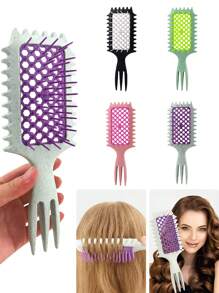 Curl Defining Brush1pc, Curl Brush For Curly Hair Styling Brush, Shaping And Defining Curls Comb For Women Men Less Pulling And Curl Separation Wheat Straw, Triple Pointed Tail Design Materials Define Curl Styling Brush1Pc - Multicolor - View 4
