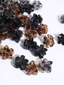 15/20/30pcs Mini Flower Shaped Claw Clips, Coffee Color, Small Size Hair Clips For Bangs, Strands Hair Jaw Clip Hair Clamps Hair Clutch Hair Catcher Clip, Beach Accessories Fall Winter Hair Accessories For Women For Vacation Outfits Woman - Multicolor - View 3