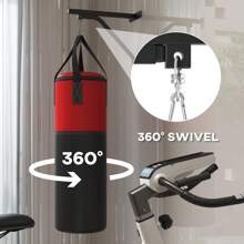 SPORTNOW Unfilled Punching Bag Set With Boxing Bag Bracket, Heavy Bag With Boxing Gloves, Hand Wraps And 360° Swivel Hook - Black - View 7