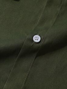 男士纯色工装夹克和抽绳腰工装裤套装 - 軍綠色 - 查看 5