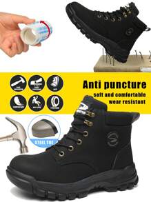 Men's Lightweight Steel Toe Shoes, Industrial Safety Boots With Puncture-proof And Water Resistant Features
