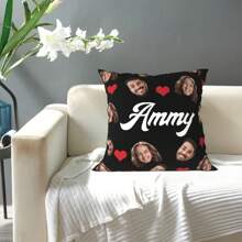 1 vỏ gối in tên ảnh cá nhân tùy chỉnh, gối mặt tùy chỉnh, vỏ gối in một mặt cho ngày của mẹ/cha/lễ tạ ơn/ngày nhà giáo, tự tạo vỏ gối có hình ảnh, món quà tuyệt vời cho gia đình, bạn bè và chính bạn - màu đen - Xem 2