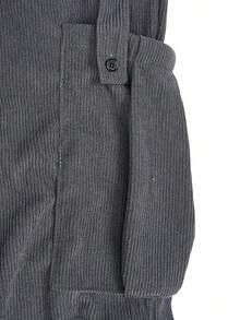 男士时尚休闲街头风格拼布口袋宽松阔腿裤 - 深灰色 - 查看 5