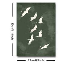 1 pieza Impresión artística de grullas voladoras verdes sin marco en estilo japonés y vintage, cartel retro en lienzo para decoración de hogar, regalo ideal para dormitorio, apartamento, sala de estar, dormitorio
