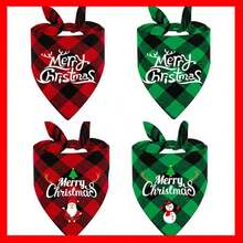 4 件套格子小狗围巾，狗头巾，适合万圣节感恩节圣诞节 - 彩色 - 查看 6