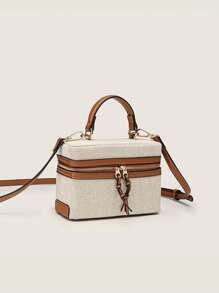 Fashionable Small Square Box Bag, Handbags, Shoulder Bags, Crossbody Bags, Suitable For Banquets, Office Workers, Middle School, High School, University, Bag For Women Elegant - Brown - View 3