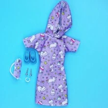 Bộ phụ kiện quần áo búp bê nữ thời trang 11,5 inch: Áo choàng tắm, đồ ngủ, mặt nạ mắt, băng đô tắm, dép lê, đinh tán, vòng tay, kiểu dáng tùy chọn, để chơi cảnh nhà (không có búp bê) - Nhiều màu - Xem 12