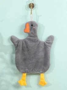 1pc Cartoon Goose Hand Towel, Fast-Drying Coral Fleece Towel With Strong Water Absorption, Suitable For Hanging In Kitchen, Bathroom, And Bedroom (Gray) Back To School Dish Cloths Kitchen Towel