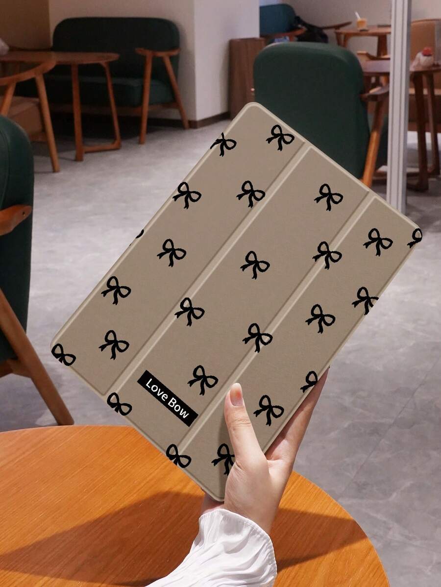 Funda para tableta de 1 pieza con diseño de moño, antioscilación, con ranura para lápiz, compatible con función de suspender/reactivar, compatible con Samsung e iPad - Multicolor - Ver 1