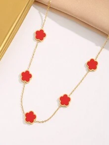 Dây chuyền hoa mận sang trọng tinh tế hình cỏ bốn lá thời trang, thích hợp làm quà tặng cho ngày lễ Giáng sinh, năm mới, ngày lễ tình nhân - Nhiều màu - Xem 4