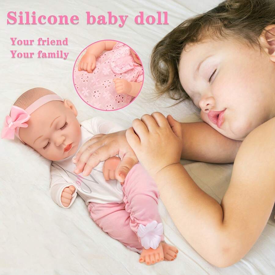 12 Inch Baby Doll With Bed, Reborn Alive Doll Includes Doll