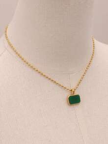 Uworld 1 件女式华丽时尚天然石吊坠项链精致米珠链不锈钢项链 - 天然石項鍊 - 查看 9