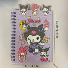 Sanrio Freunde Aufkleber und Notizbuch Set, Cartoon Kunst, Klebend, Glitzernd, Wiederverwendbar, Anime Thema, Mehrere Farben, Tagebuch, Handgefertigt, Geeignet für Geburtstag und Festdekoration, (Zufälliger Einer)