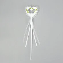 2pcs Kids Girls Butterfly Wings, Shiny Fairy Wings Flower Heart Magic Wand Halloween Birthday Party Favor - 白色 - 查看 4