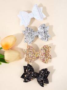 4pcs Glitter Hair Bows For Girls Gold Silver Bow Alligator Clips Sparkly Hair Clips Toddler Girl Bows Y2K Barrettes Kids Hair Accessories