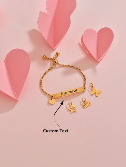 1 st/anpassningsbar namnskylt, ID-armband, babypresent, personlig present, 18K guldpläterad elegant stämpel, lämplig för barn, pojkar och flickor. Kan anpassa barnets namn som en nyföddpresent eller en speciell 1-årsdagspresent. Kan även vara en alla hjärtans dag-present, mors dag-present, smycken, anpassad present, examenspresent, anpassade barnsmycken, bekväma att bära.