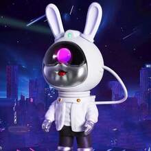 1 件白色太空兔子宇航员星空投影灯，适合拉玛派对的浪漫氛围夜灯，适合作为朋友的生日礼物，房间装饰灯 - 彩色 - 查看 3