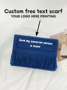 1pc Customized Printed Any Text High-End Scarf, Solid Color Minimalist Warm Scarf, Autumn/Winter - Scarf - View 13