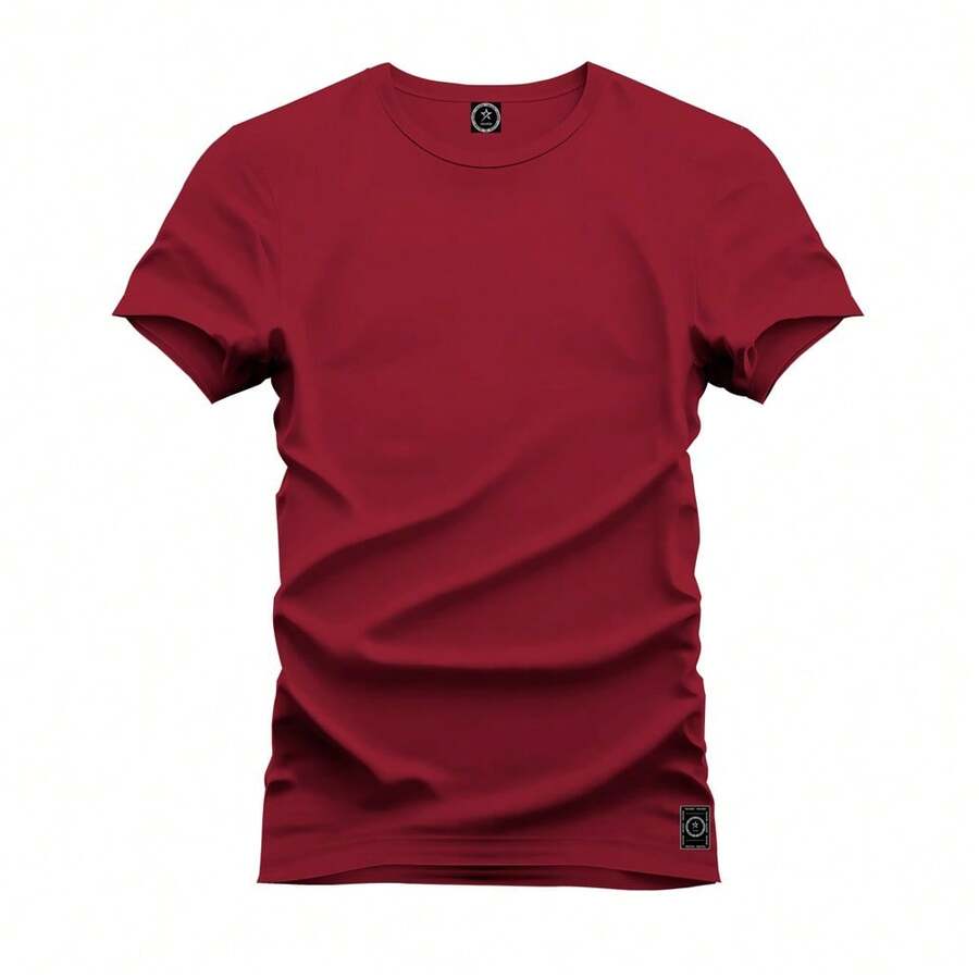 Men's Basic Plain Round Neck T-Shirt In 30.1 Combed Cotton - Màu Tím - Xem 1