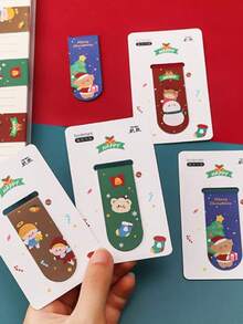 5件/套圣诞礼物卡通圣诞磁性书签，颜色随机，儿童活动礼物，学生生日礼物 - 彩色 - 查看 3