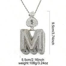 DUBSS 1 Piece Prong Setting Pendant Iced Out Initial Necklace For Men Gold Plated Hip Hop Fashion Jewelry Money Bag Bail - Letter - View 2