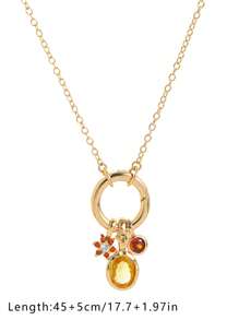 1Pc Colored Natural Stone DIY Patchwork Necklace, Adjustable Loop Can Be Paired With Pendant, Vacuum Plated Color Preservation