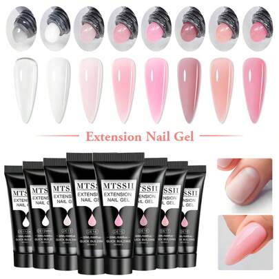 Mtssii 8PCS 20ml Poly Extension Nail Gel Acrylic Extension Builder Gel For Manicure Hybrid Varnishes Temperature Change Crystal Nail Gel