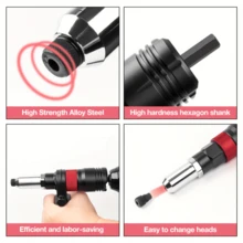 Electric Rivet Gun Switch Head Core-Pulling Rivet Gun Automatic Nut Rivet Gun Pulling Nail - Black - View 9