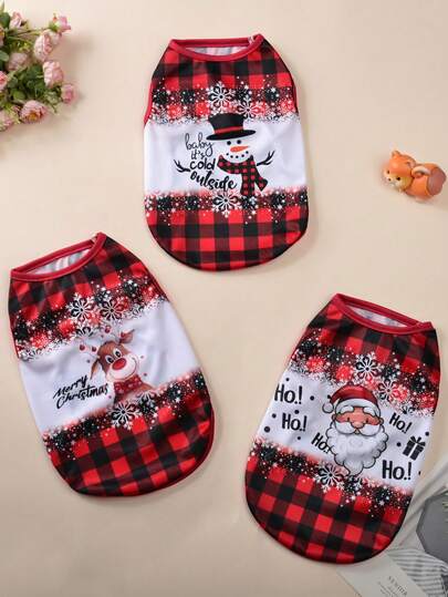 HOLAPET 1 bucată haine pentru animale de companie cu imprimeu de Crăciun, vestă potrivită pentru câini și pisici de talie mică, îmbrăcăminte pentru petreceri de vacanță