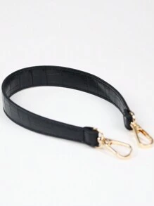 100% Pu Leather Shoulder Strap Bag Strap Handbag Handle Short Bag Shoulder Strap Wallet Shoulder Strap Gold Buckle Shoulder Strap - Black - View 2