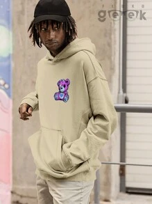 Sweatshirt Bear Streetwear Oversize Style Cute Bear CANGURU 2525 GEEK FLUX - 卡其色 - 查看 4