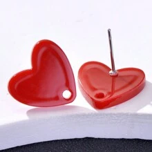 20pcs Colorful Acrylic Heart Shaped Earring Studs For Women, Jewelry DIY Accessories Valentines