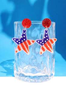 1 件时尚精致 11 月 11 日退伍军人节女士耳环女士节日派对珠宝 - 彩色 - 查看 8