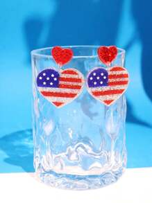 1 件时尚精致 11 月 11 日退伍军人节女士耳环女士节日派对珠宝 - 彩色 - 查看 3