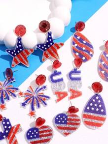 1 件时尚精致 11 月 11 日退伍军人节女士耳环女士节日派对珠宝 - 彩色 - 查看 4